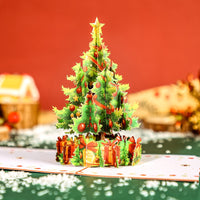 Red Tone Christmas Tree Pop Up Card