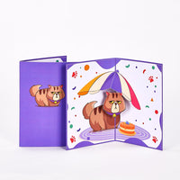 With Umbrella Cat Blue Pop Up Card