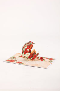 Crescent Moon Rose Lady Pop Up Card