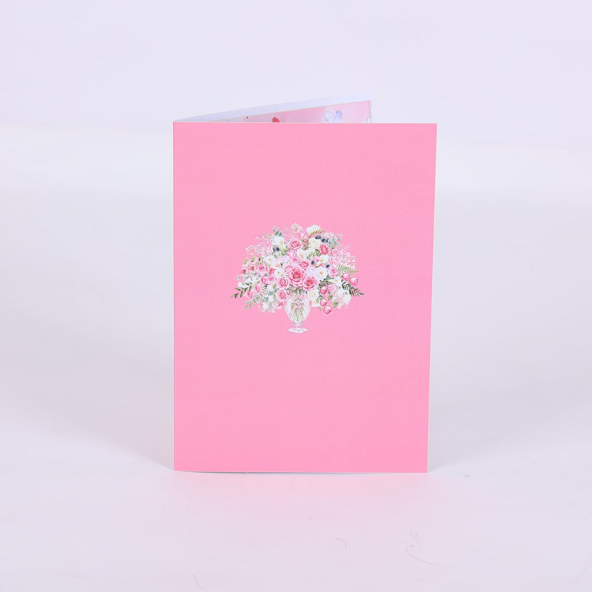 Pink Rose Flower Vase Pop Up Card