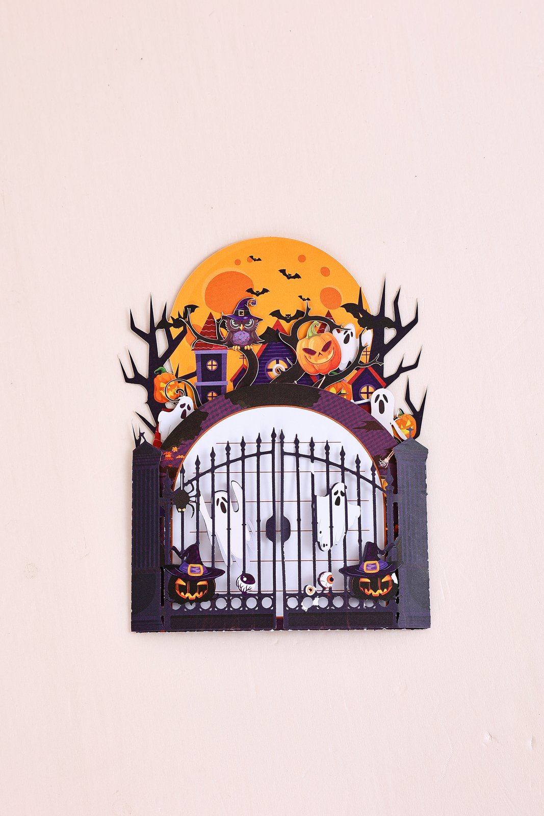 Double Door Halloween Haunted House Greeting Card