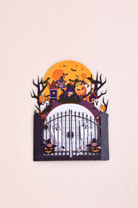 Double Door Halloween Haunted House Greeting Card