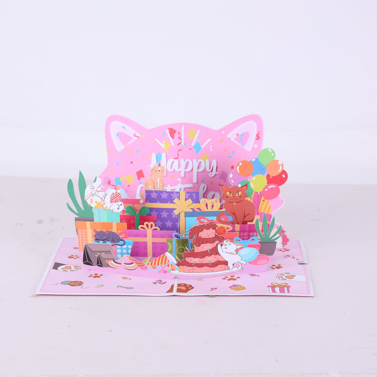 Cat Egg Birthday Party 3D Pop Up Card