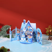 Blue Snowman Arch Christmas Greeting Card