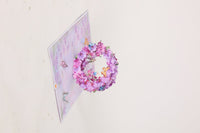 Purple Orchid Floral Wreath 3D Pop Up Card