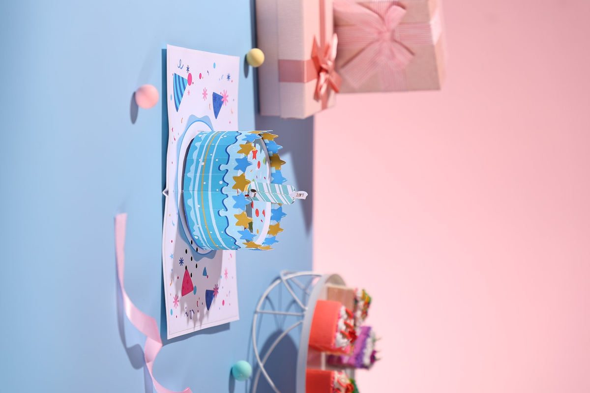 Blue Birthday Cake Music Greeting Card