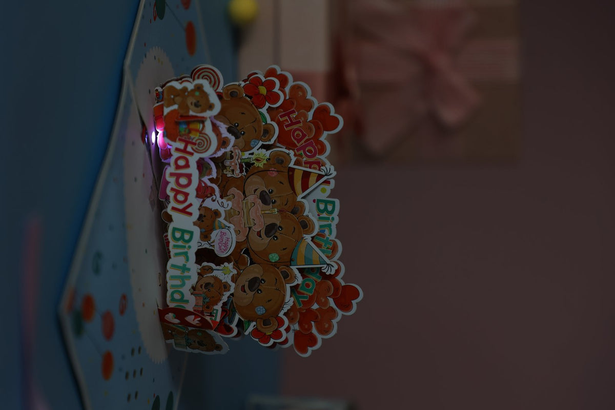 Birthday Bear Music 3D Pop Up Card