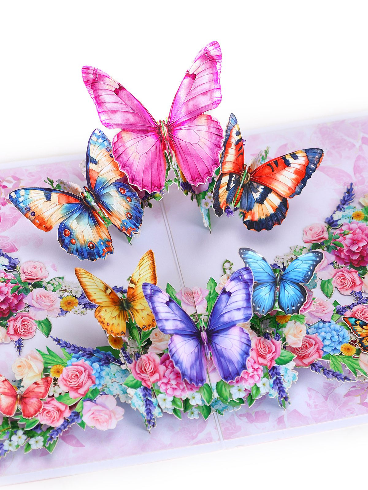 Purple Butterfly Flower Bouquet Flip Pop Up Card