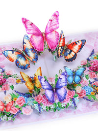 Purple Butterfly Flower Bouquet Flip Pop Up Card