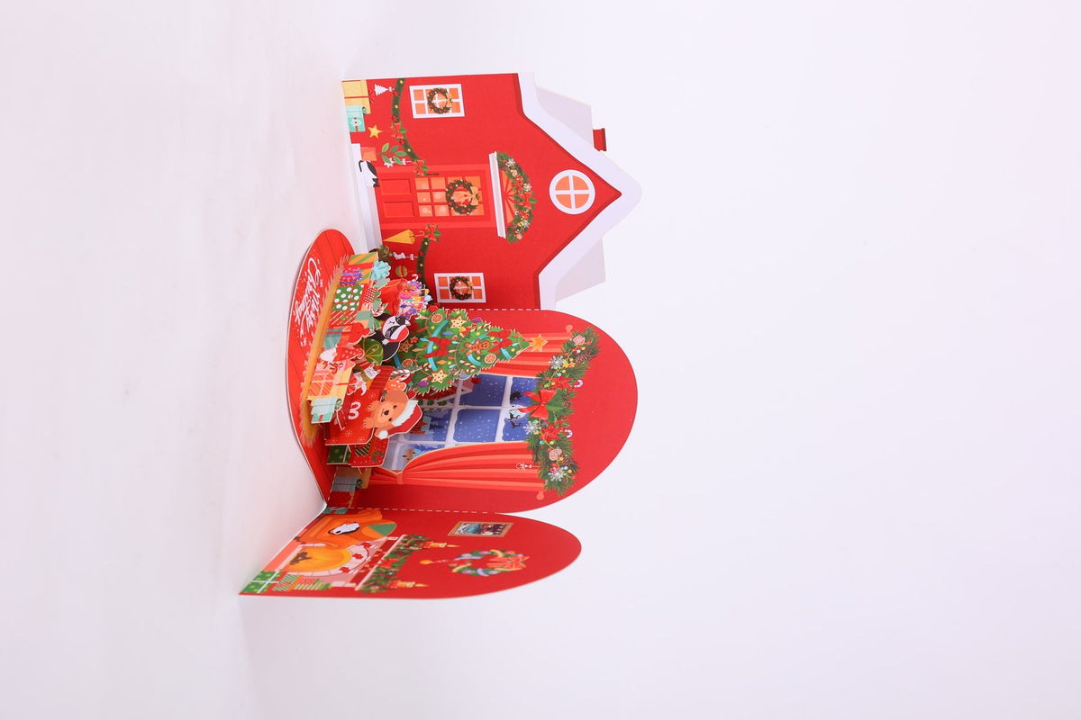 Christmas Red Brick House 3D Pop Up Card