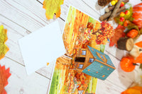 Orange Halloween Haunted House Flip Pop Up Card