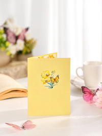 Yellow Orchid Floral Branch 3D Pop Up Card