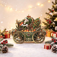 Santa Claus Green Car Ornament Greeting Card