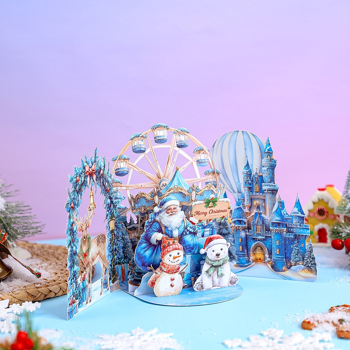 Christmas Amusement Park Double Door Pop Up Card