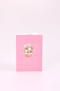 Tulip Flower Basket Greeting Card
