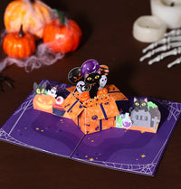 Halloween Gift Box Cat Greeting Card
