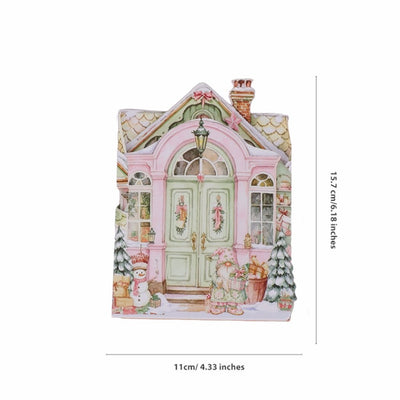 Vintage Pink Green Christmas Double Door Card