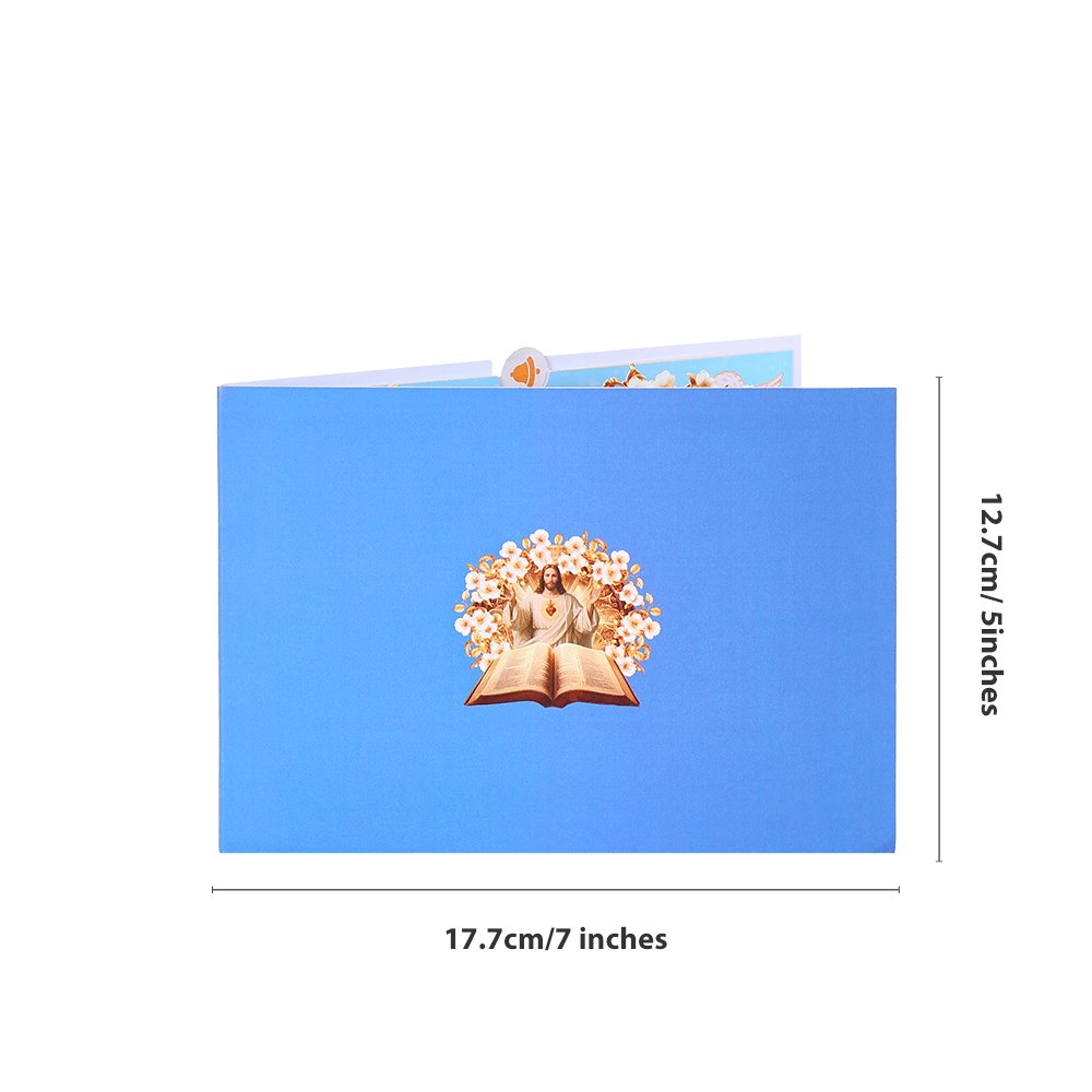 Blue Book Pages Floral Wreath Flip Pop Up Card