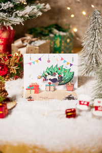 90° Cat Christmas Happy Climbing Tree Pop Up Card