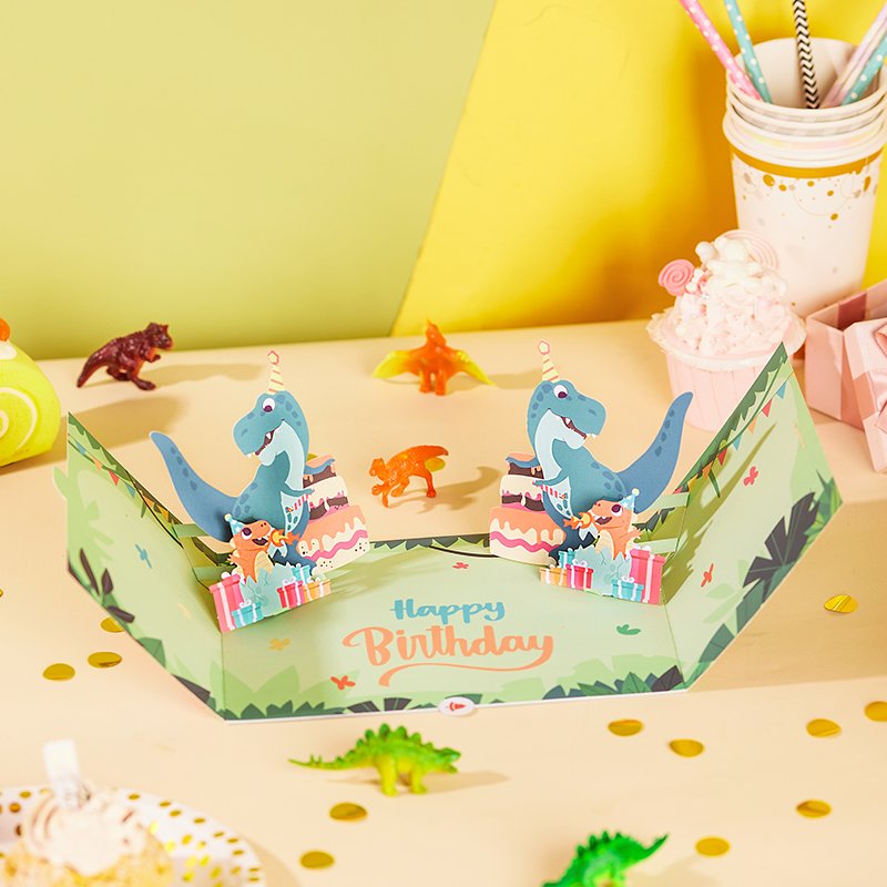 Double Door 3D Pop Up Card Dinosaur