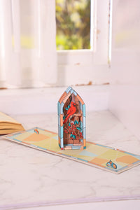 Stained Glass Cardinal 3D Pop Up Card