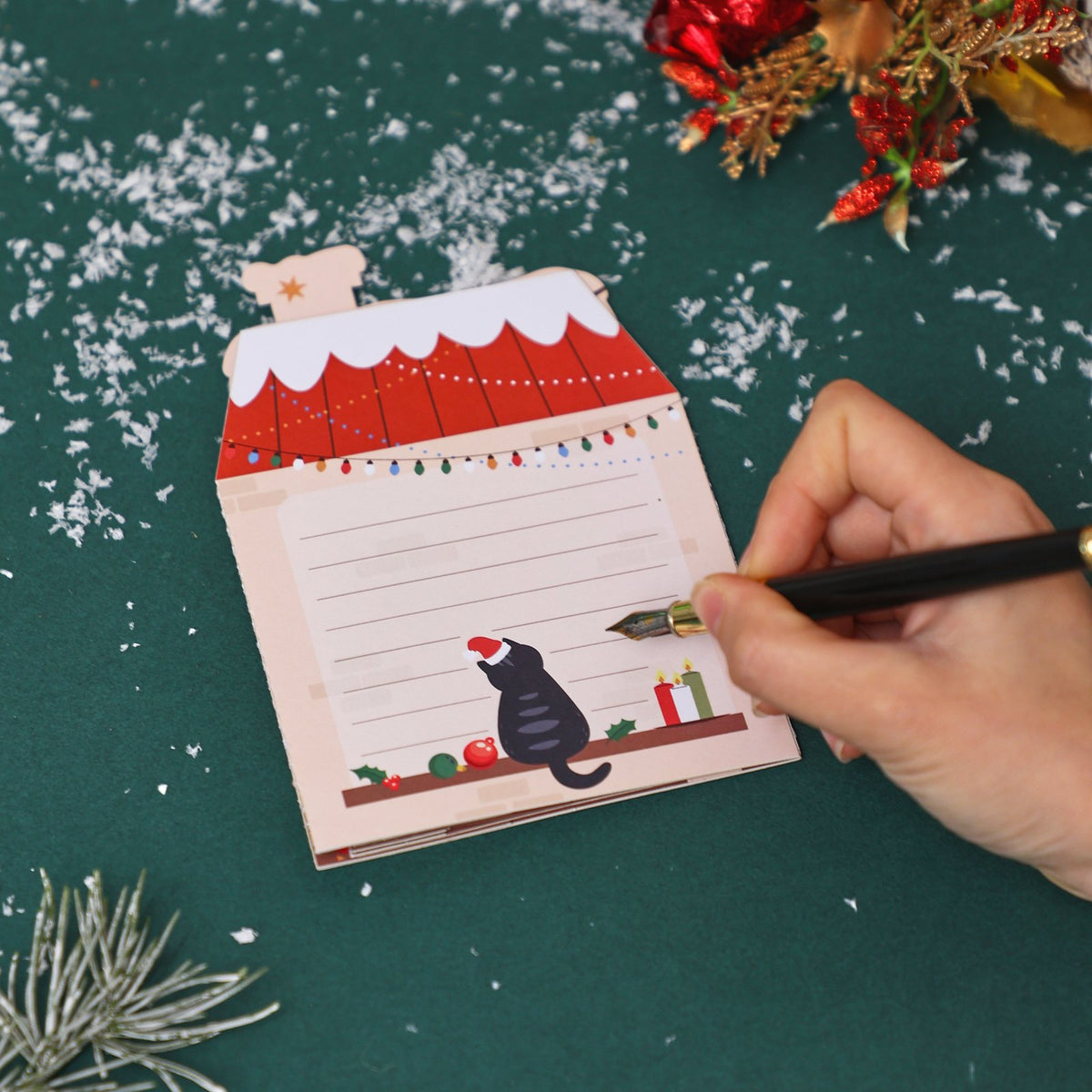 Christmas Tree Kitten Open Door 3D Pop Up Card