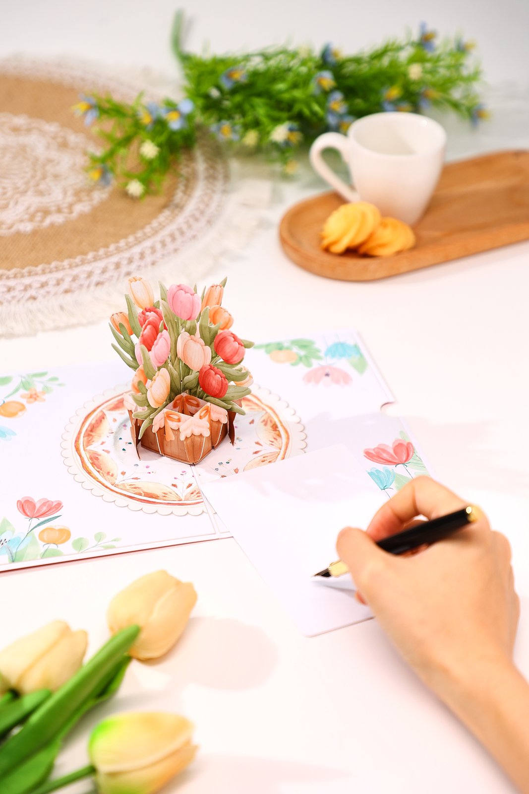 Tulip Flower Basket Greeting Card
