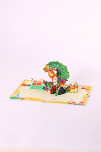 Cat Christmas Tree Crescent Moon 3D Pop Up Card