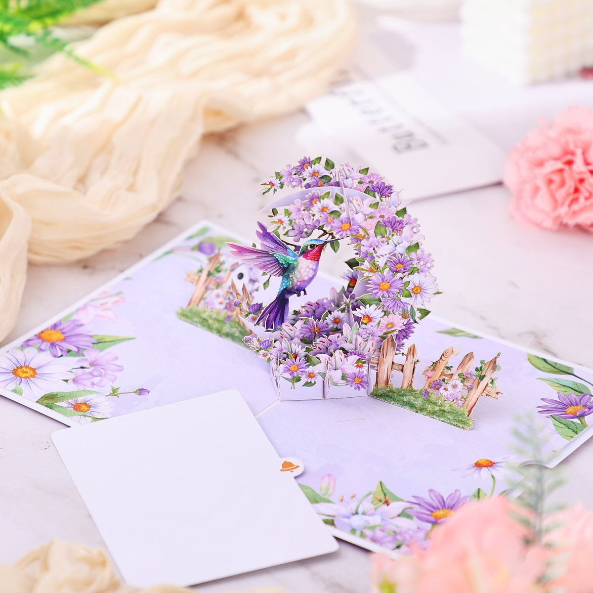 Purple Daisy Crescent Moon Greeting Card