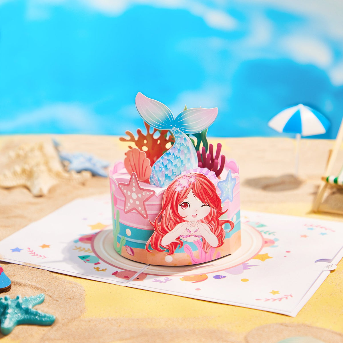 Little Mermaid Cake 3D Pop Up Card