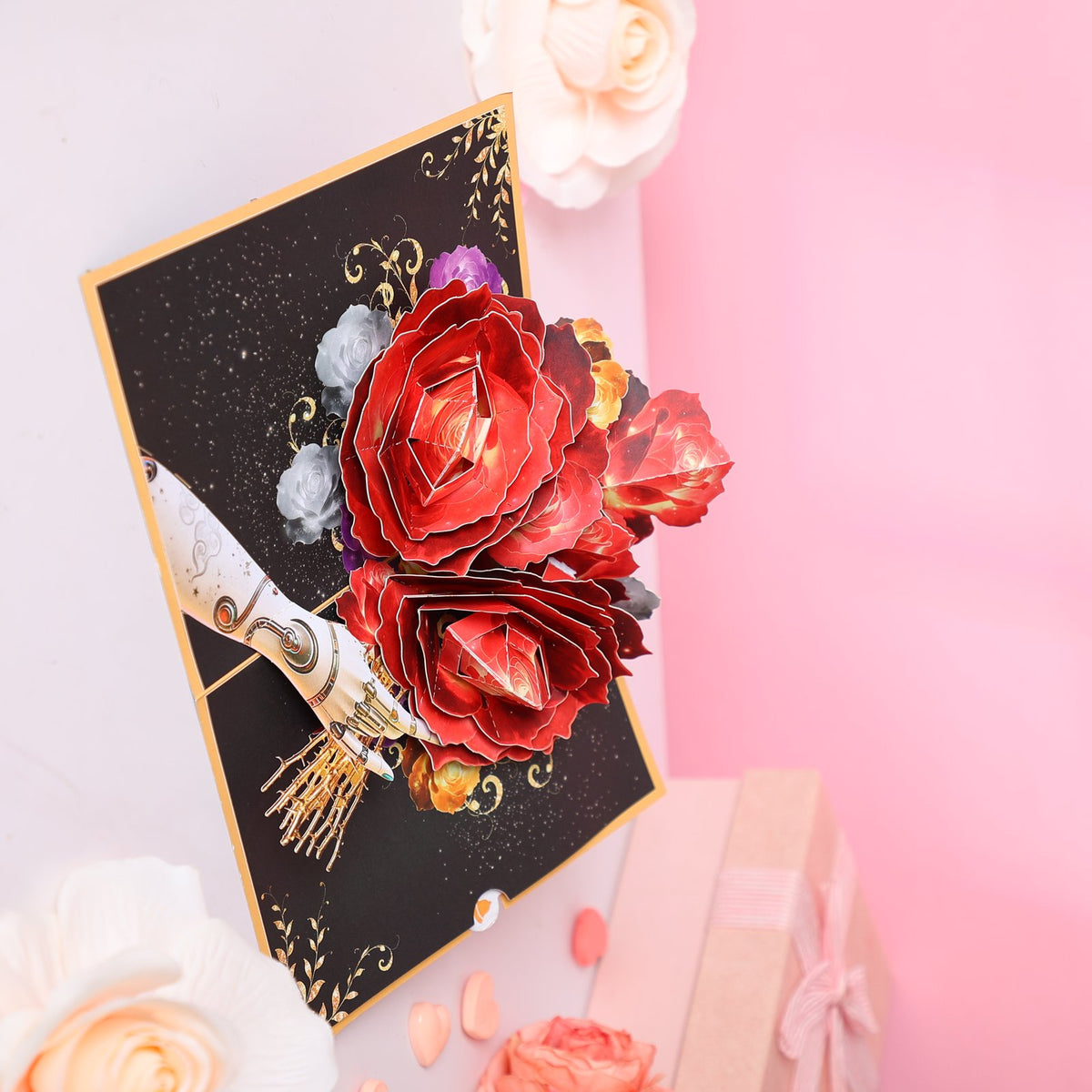 Black Gold Rose 3D Pop Up Card