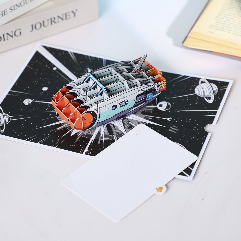 Space Airplane Flip Pop Up Card