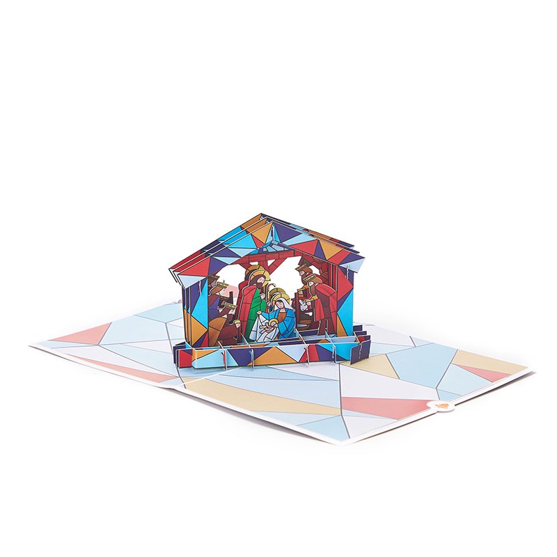 Nativity Stained Glass Colors Greeting Card