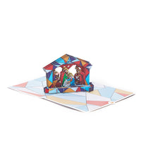 Nativity Stained Glass Colors Greeting Card