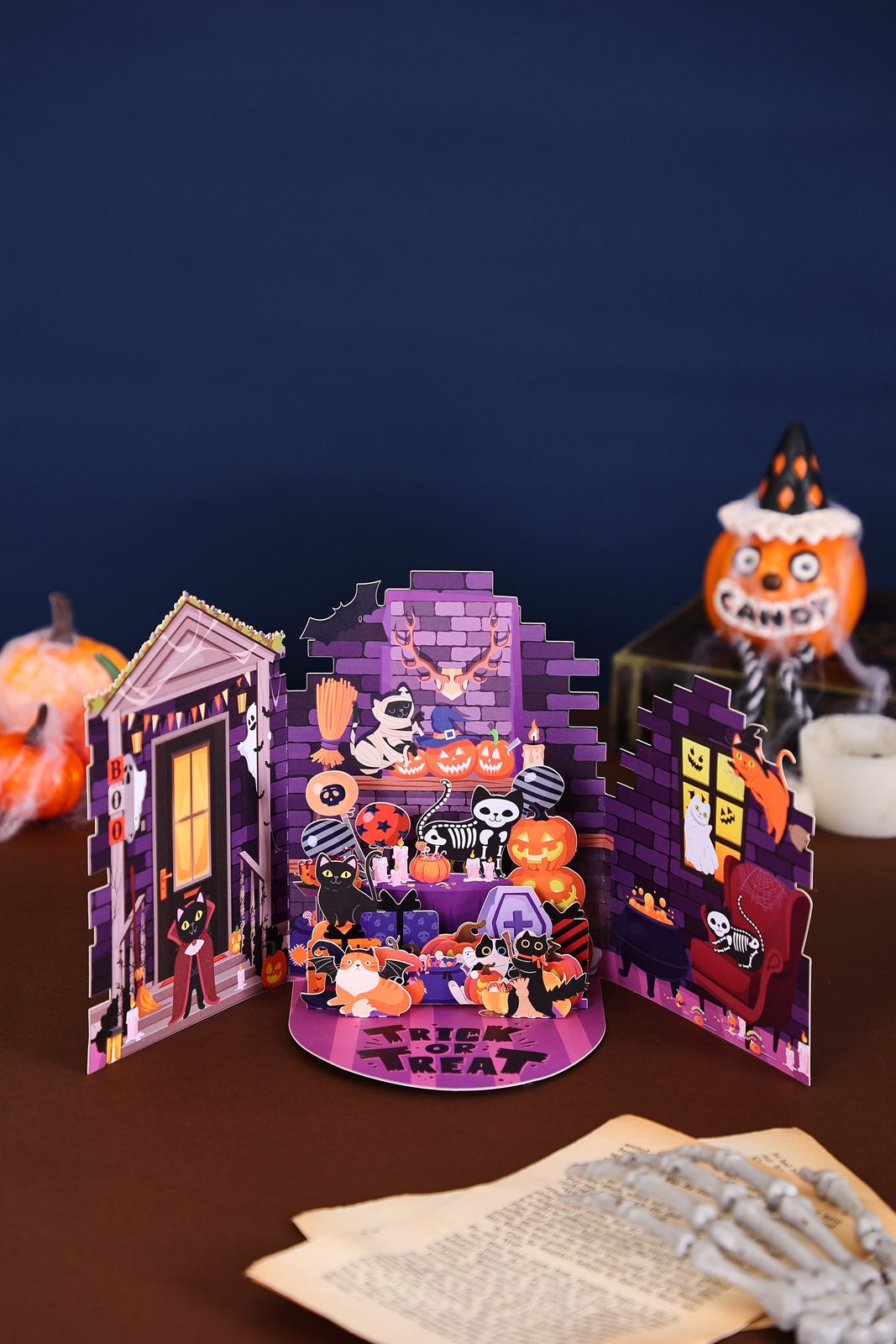 Halloween Cat Double Door Card