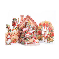 Santa Claus Flower House 3D Pop Up Card