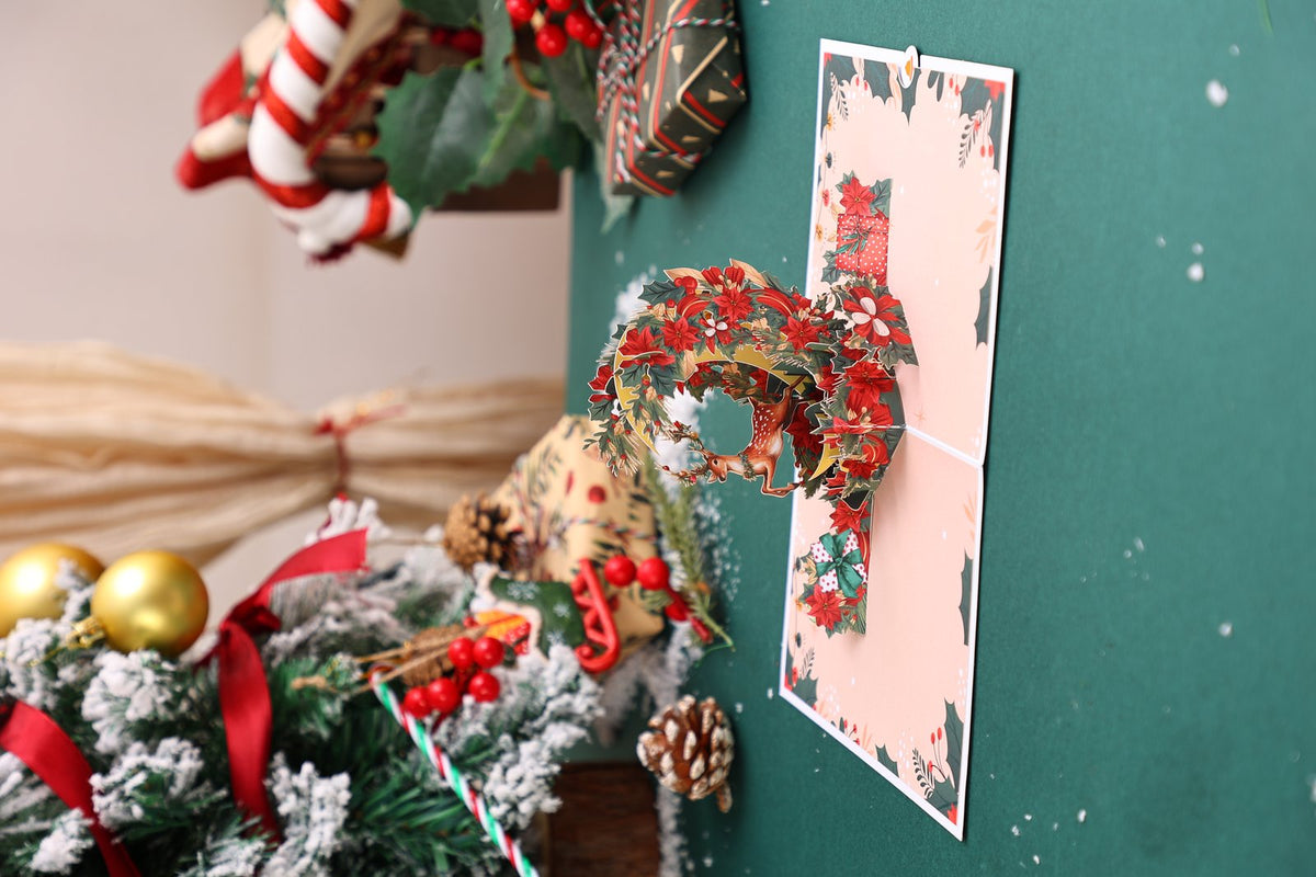 Christmas Deer Crescent Moon Greeting Card