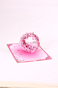 Cherry Blossom Floral Wreath Greeting Card
