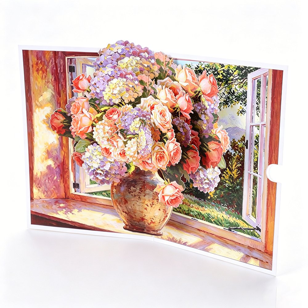 Vintage Hydrangea Vase Greeting Card