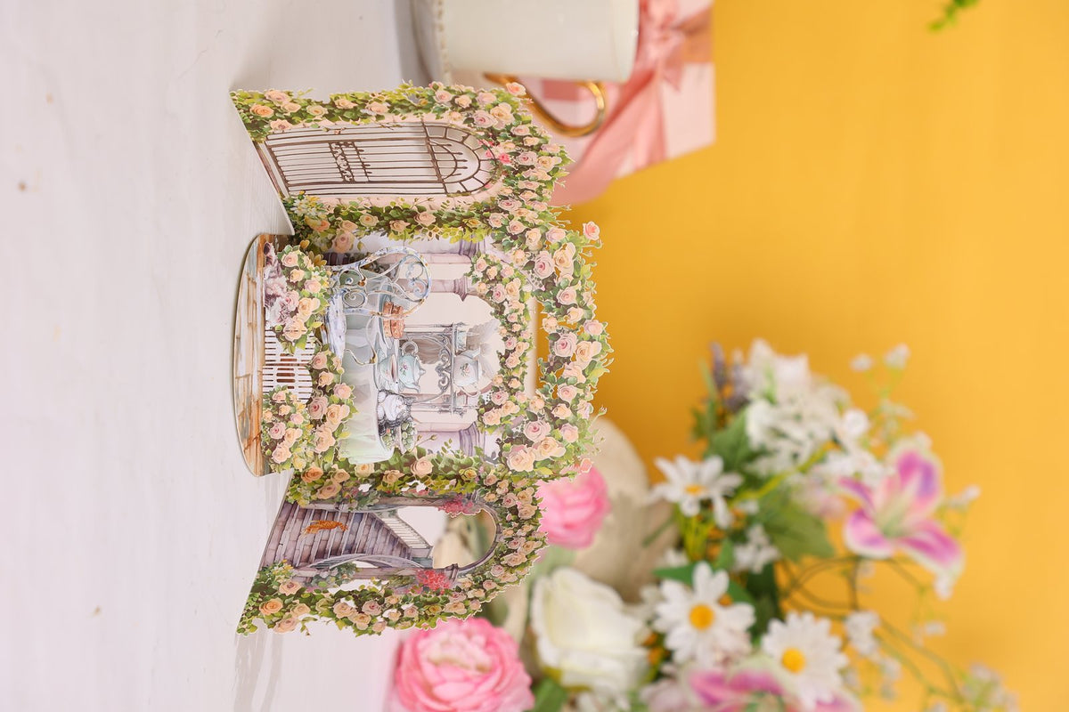 Yellow Green Spring Garden Double Door 3D Pop Up Card