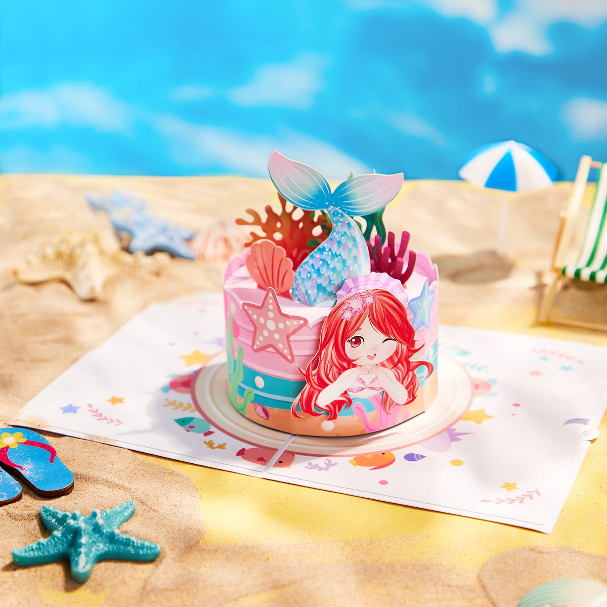 Little Mermaid Cake 3D Pop Up Card