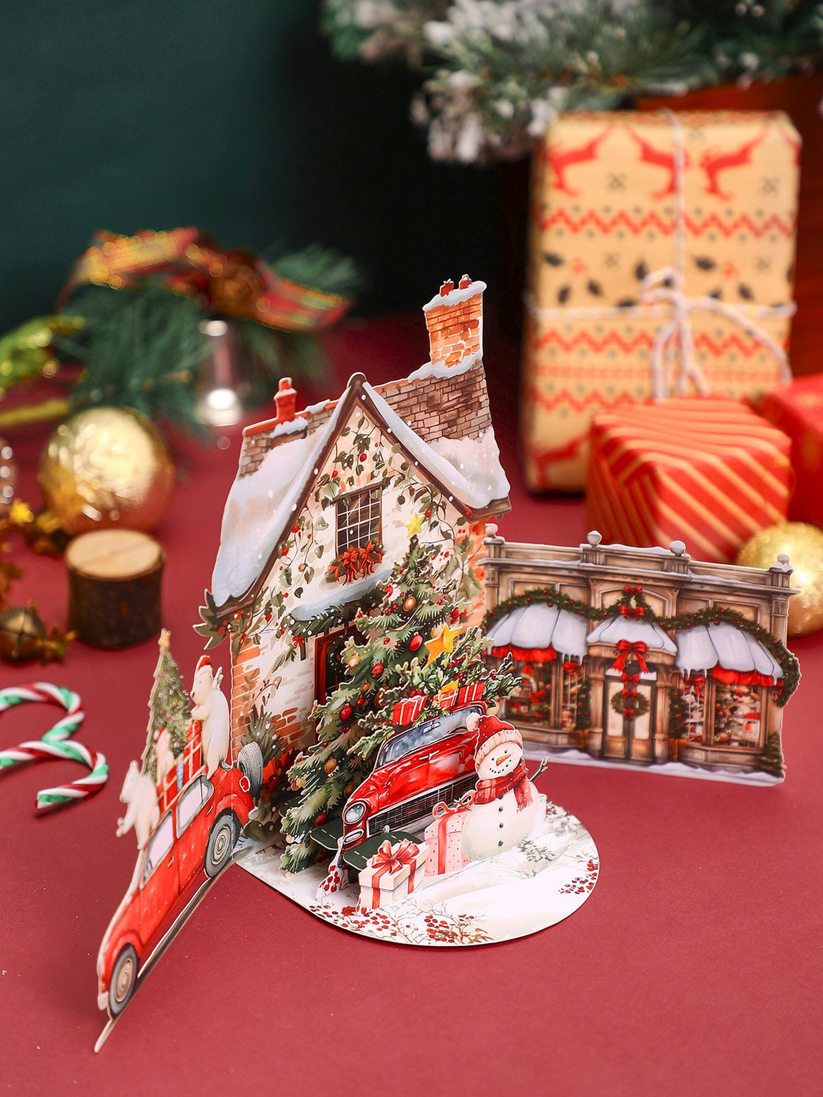 Christmas Vintage Car Flip Pop Up Card