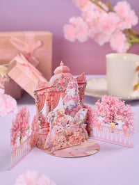 Pink Castle Cherry Blossom 3D Pop Up Card