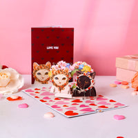 Valentine's Day Black White Cat 3D Pop Up Card