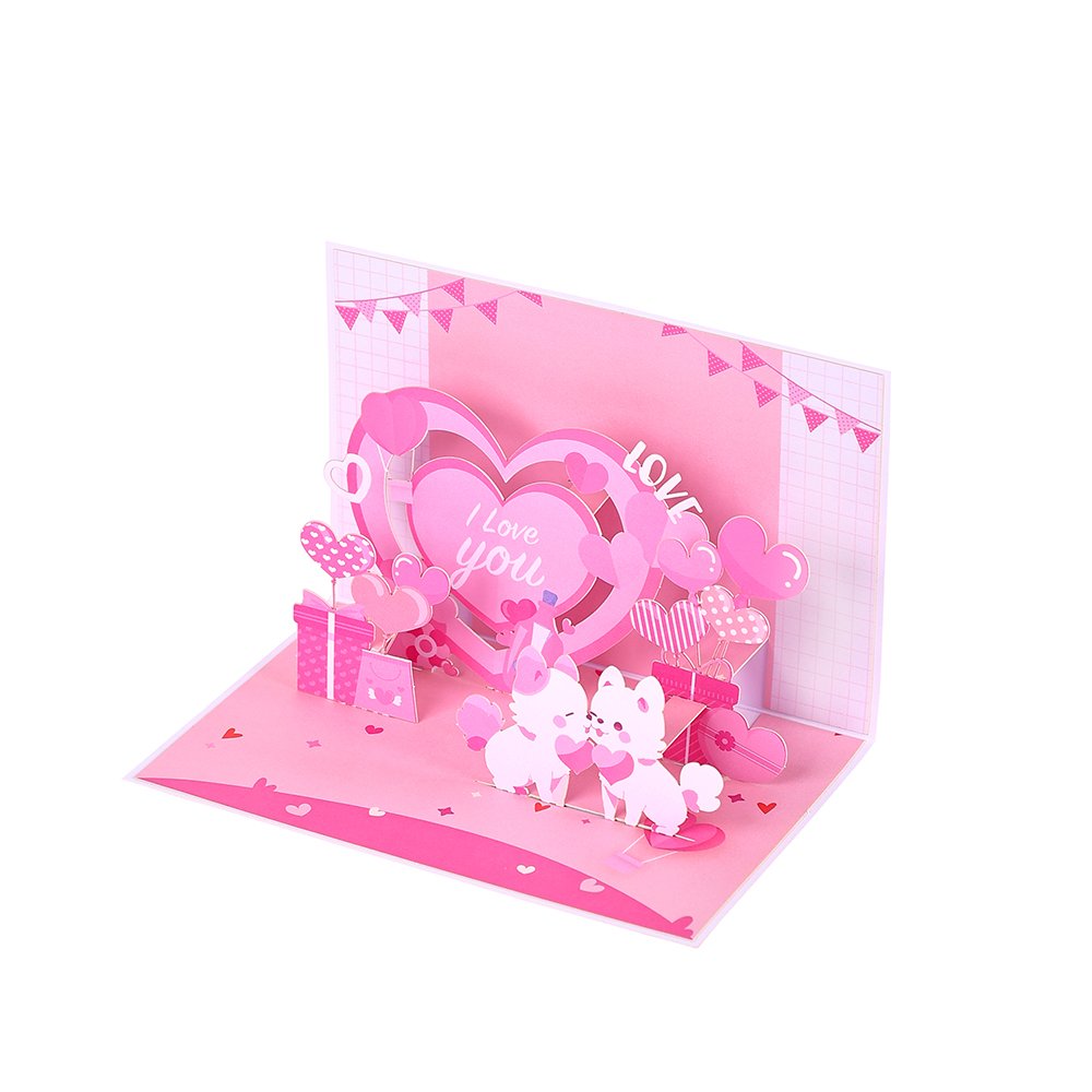Valentine's Day Puppy 90° 3D Pop Up Card