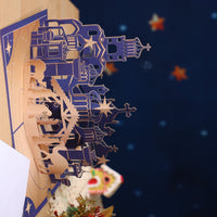 Blue Gold Nativity 3D Pop Up Card