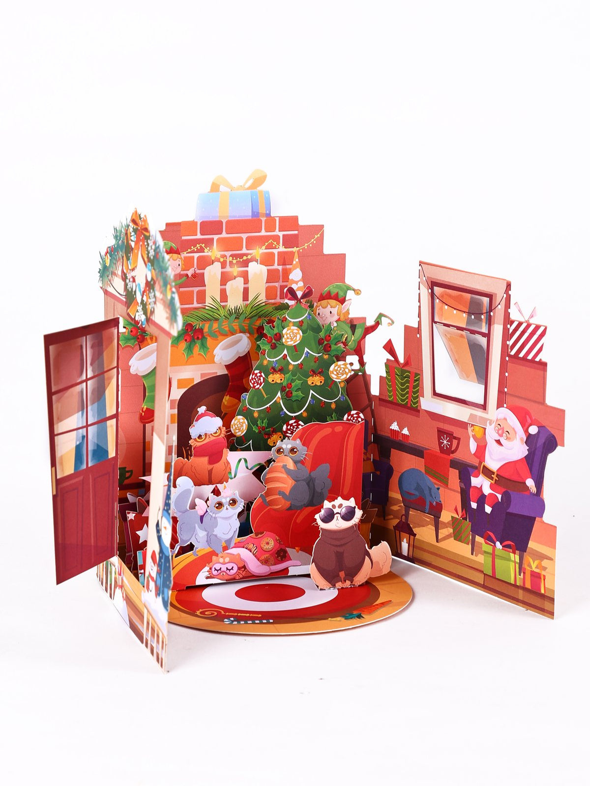 Christmas Cat Double Door 3D Pop Up Card