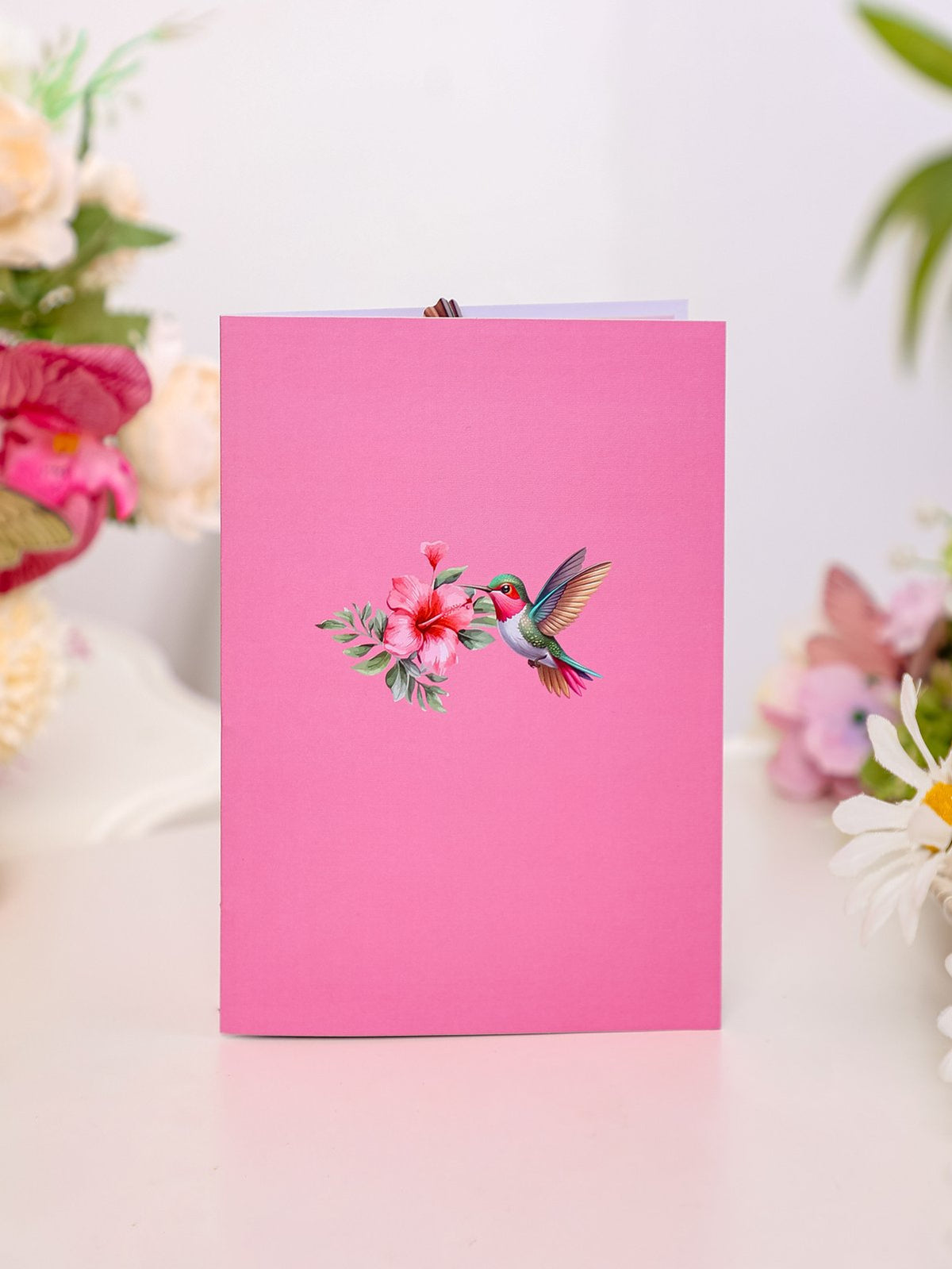 Hibiscus Hummingbird 3D Pop Up Card