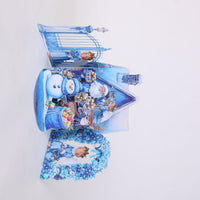 Blue Snowman Arch Christmas Greeting Card