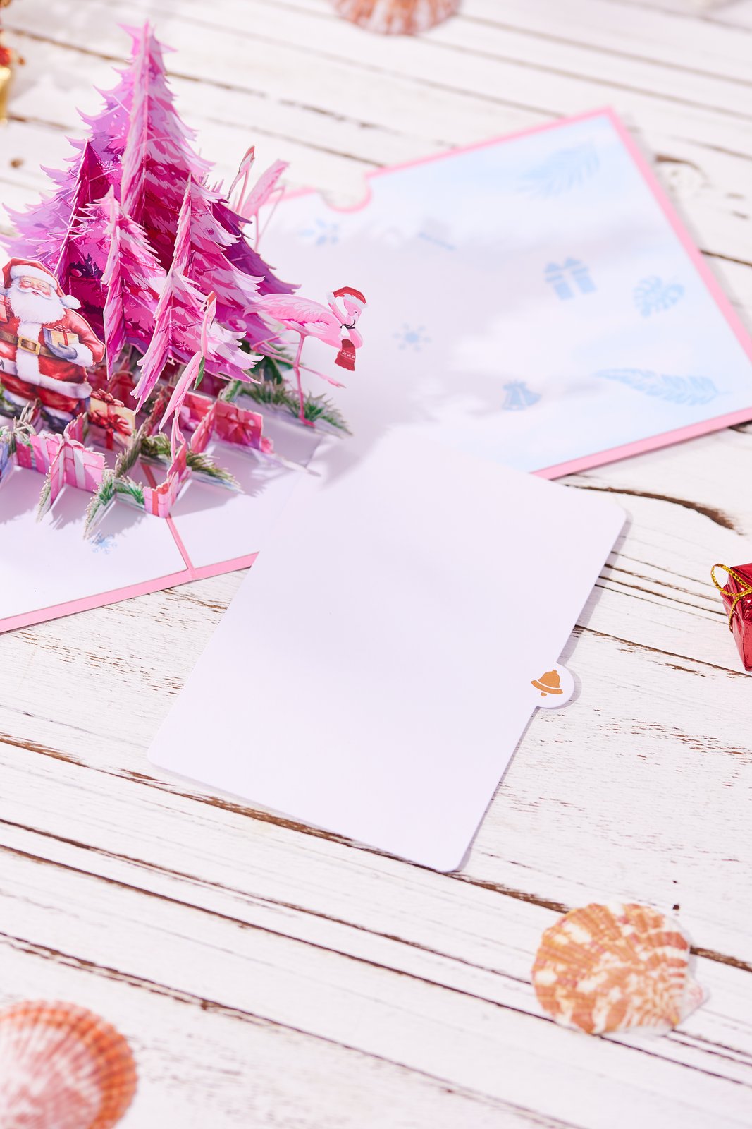 Pink Christmas Tree Flamingo Greeting Card